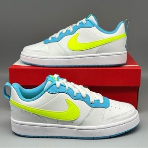 Nike Court Borough Low 2 GS Shoes Size Youth / Women White Volt Blue